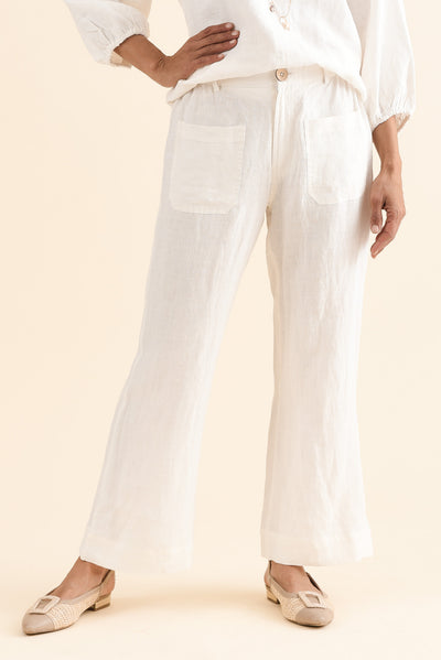 Ralph White Linen Pocket Pants