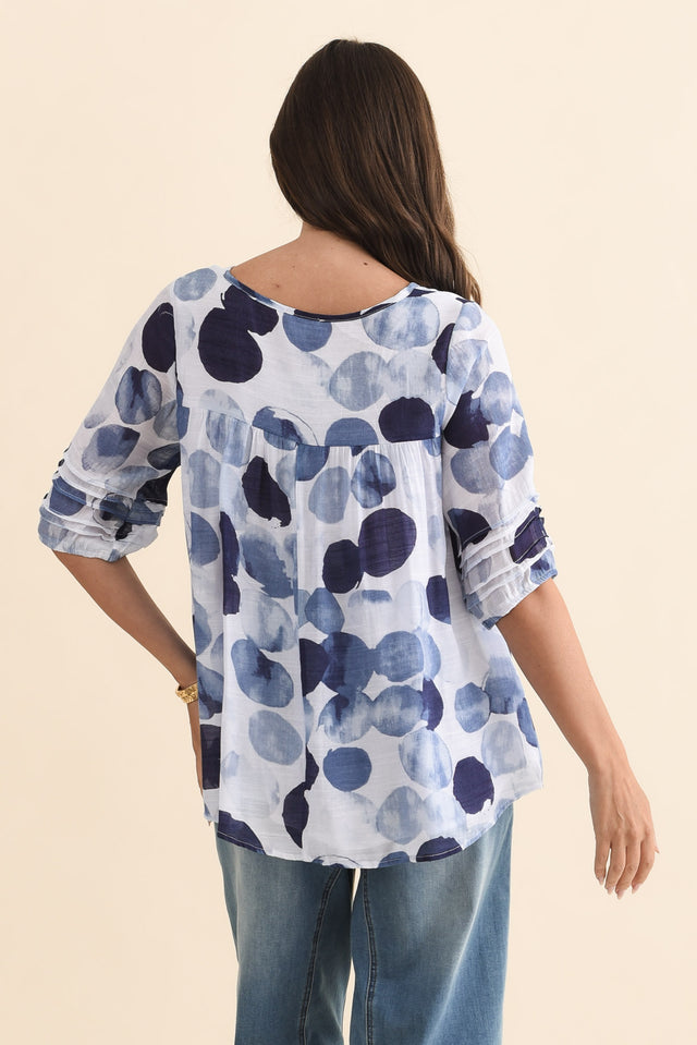 Ramy Navy Spot Cotton Blend Top,Brunette model,alt text|model:MJ image 5