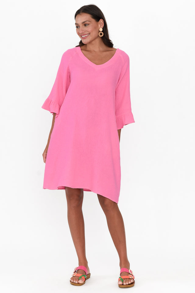 Ranie Pink Cotton Ruffle Dress image 8