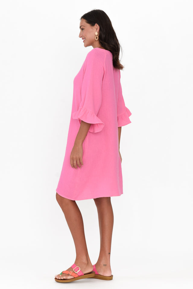 Ranie Pink Cotton Ruffle Dress image 5