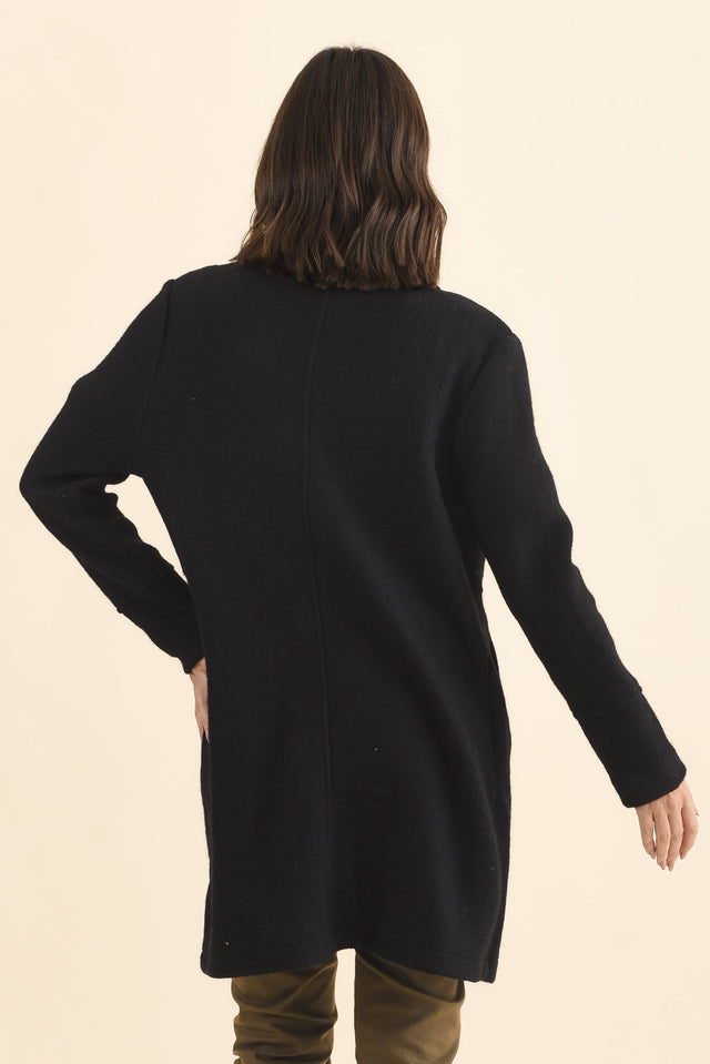 Raquel Black Wool Coat,Brunette model,alt text|model:MJ image 5