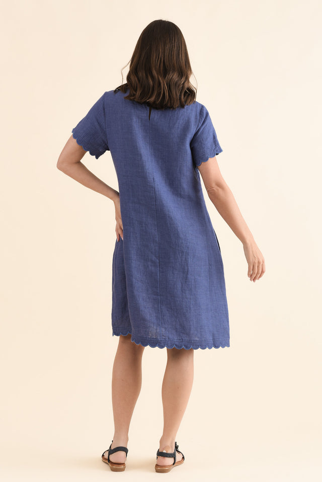 Ravello Steel Linen Pocket Dress,Back,Brunette model,alt text|model:MJ image 4