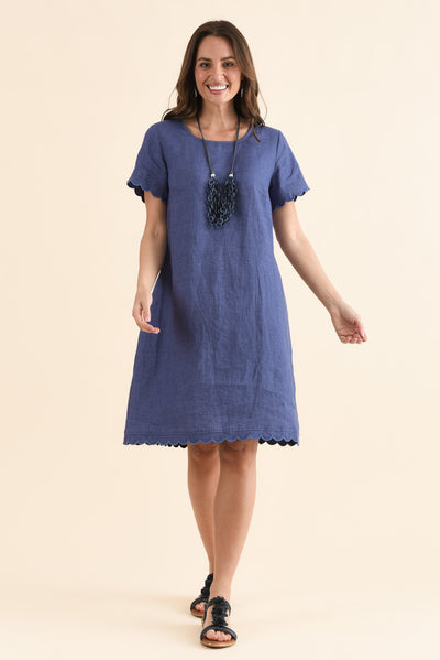 Ravello Steel Linen Pocket Dress
