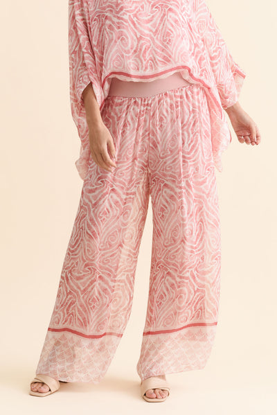 Reba Pink Abstract Silk Layer Pants