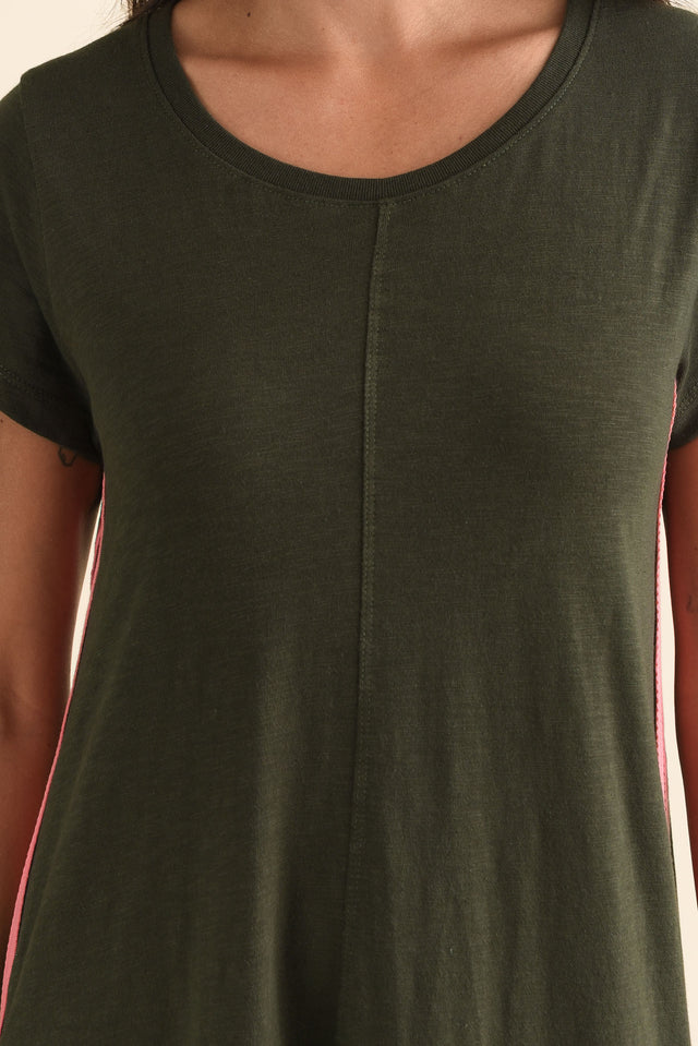 Recovery Khaki Trim Cotton Dress,Detail,Brunette model,alt text|model:Brontie image 5