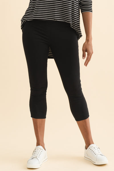 Reed Black Stretch Cotton Capri Pants
