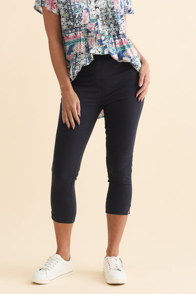 Reed Navy Stretch Cotton Capri Pants