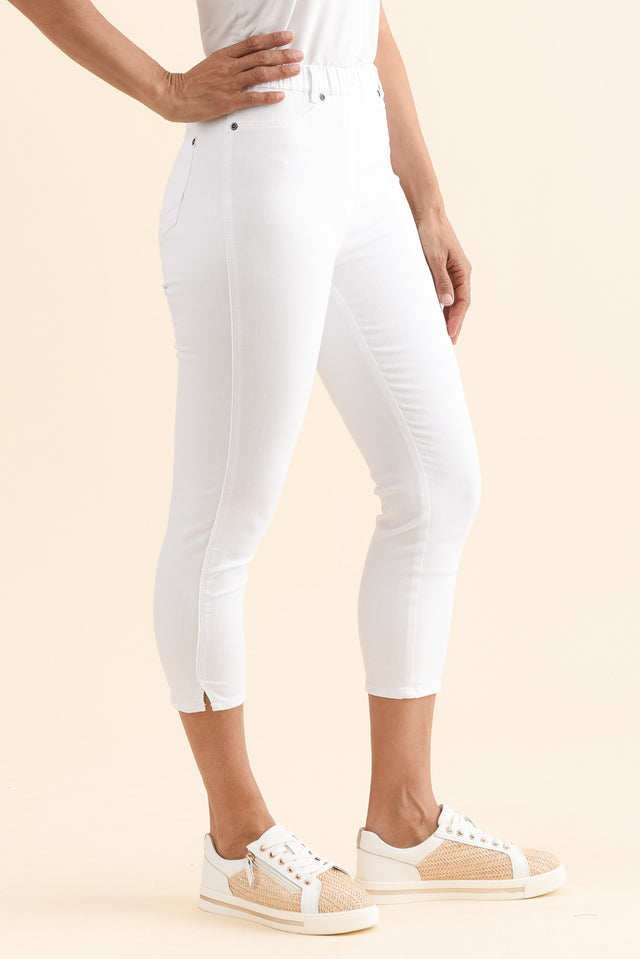 Reed White Stretch Cotton Pants,Side,Brunette model,alt text|model:Cara image 6