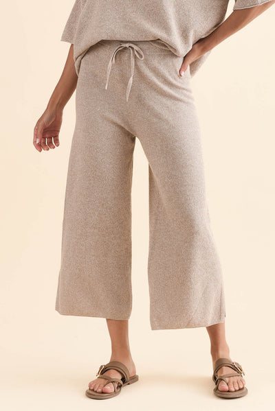 Reina Taupe Cotton Drawstring Pants
