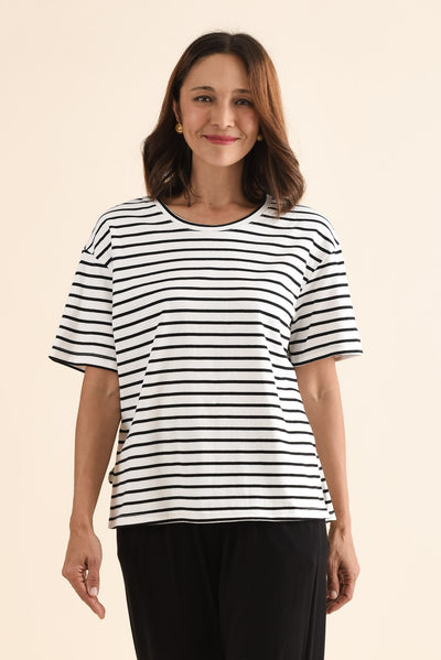 Relax Black Stripe Cotton Tee