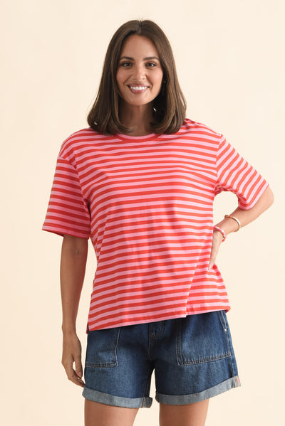 Relax Pink Stripe Cotton Tee