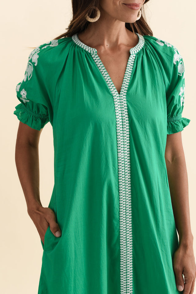 Remy Green Cotton Embroidered Dress image 6