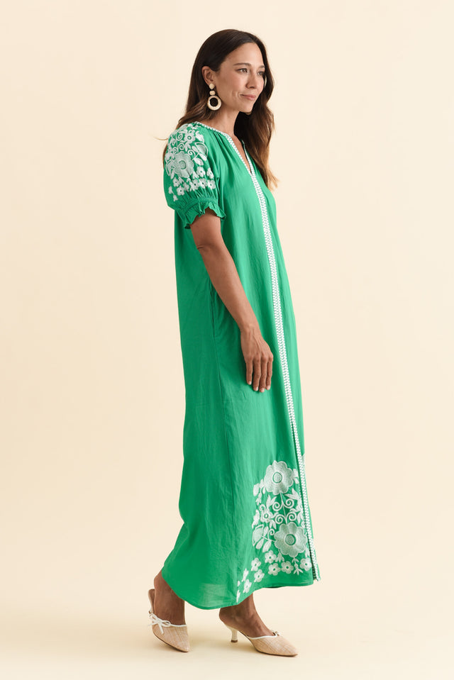 Remy Green Cotton Embroidered Dress image 4