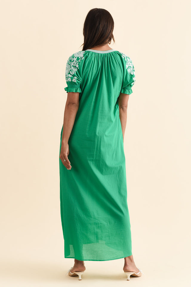 Remy Green Cotton Embroidered Dress image 5