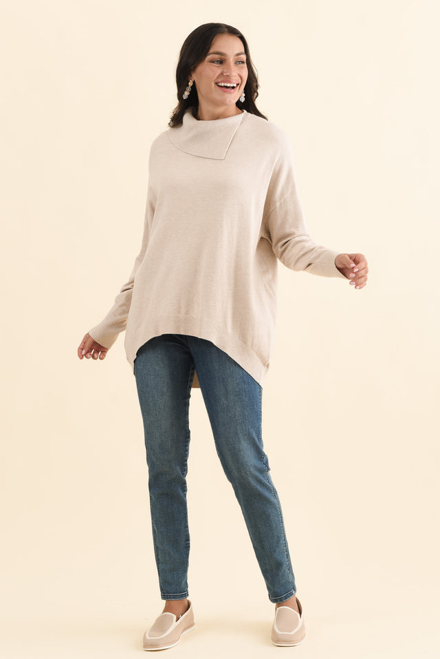 Renfrey Beige Knit Jumper,Brunette model,alt text|model:Brontie image 7