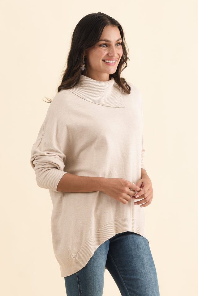Renfrey Beige Knit Jumper,Brunette model,alt text|model:Brontie image 4