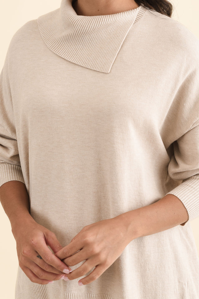 Renfrey Beige Knit Jumper,Brunette model,alt text|model:Brontie image 6