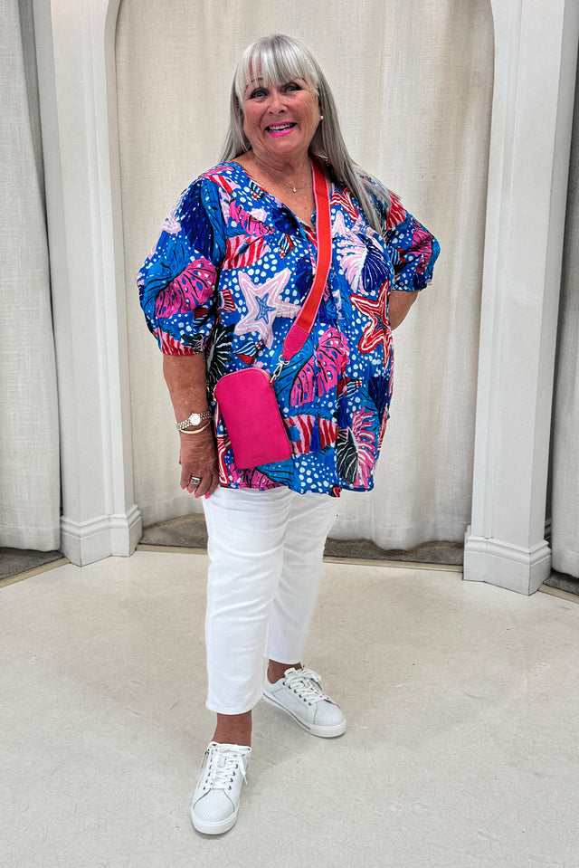 Claris Blue Starfish Crinkle Cotton Top image 8