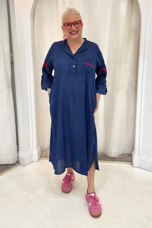 Casa Blue Stripe Cotton Dress