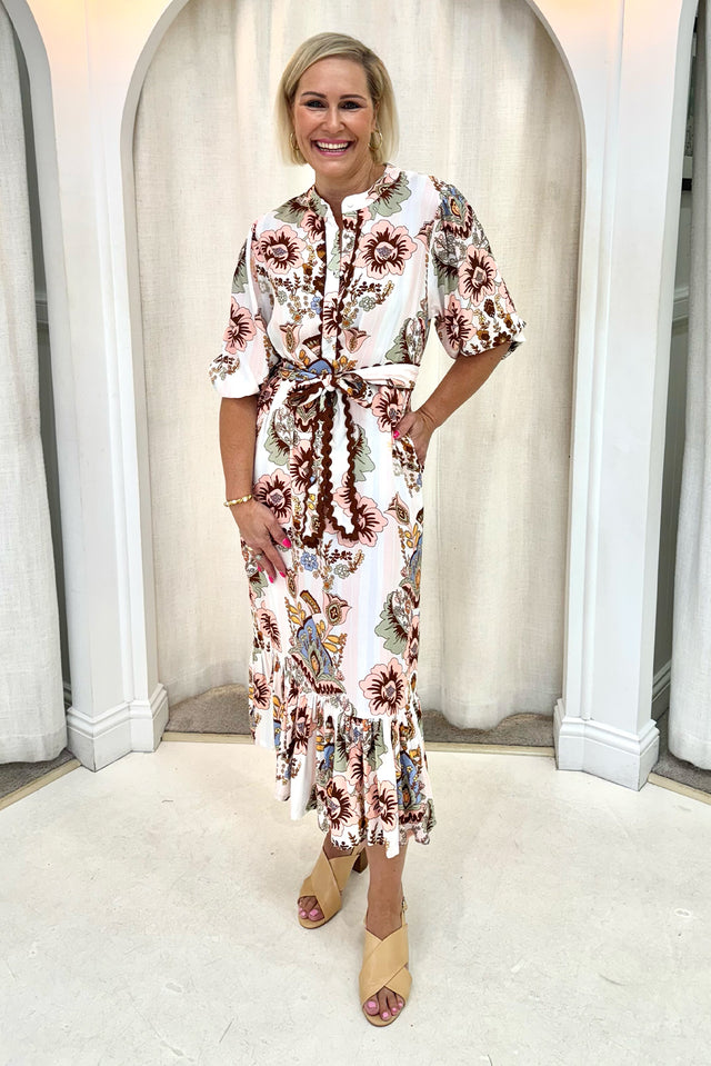 Delylah White Floral Tie Dress image 8