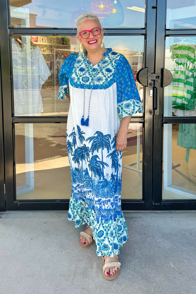 Shari Blue Tropical Cotton Dress image 9