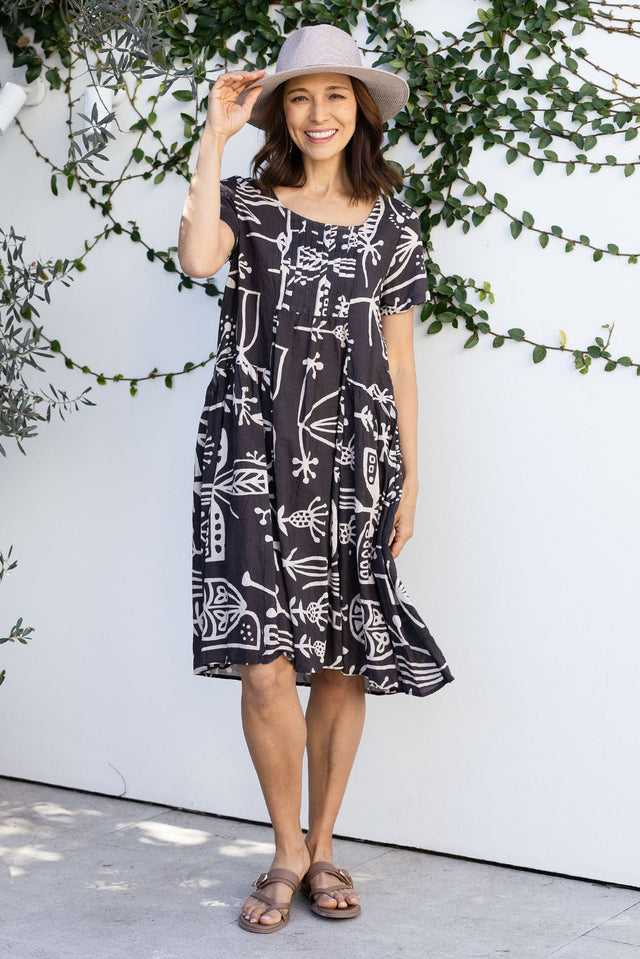 Hanoi Black Garden Cotton Blend Dress,Lifestyle