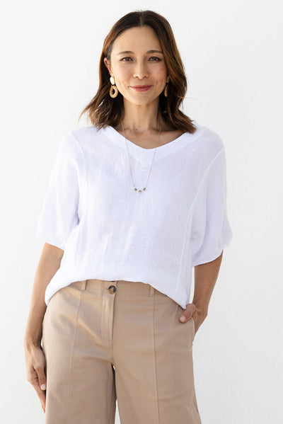 Ziola White Linen Cotton Top