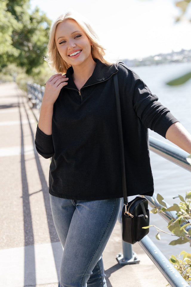 Etna Black Half Zip Sweatshirt,Lifestyle