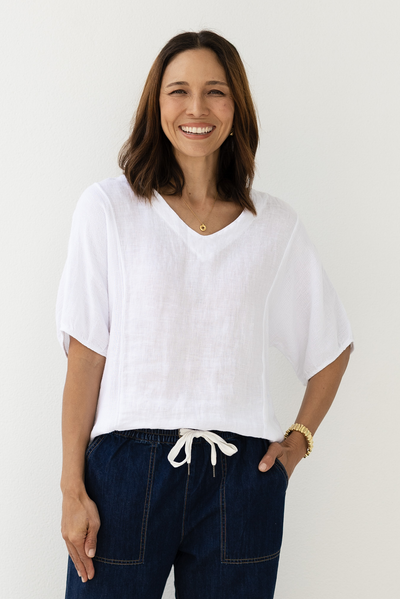 Ziola White Linen Cotton Top