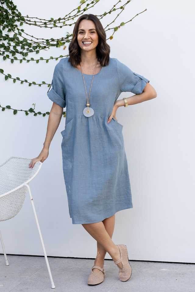 Nolita Steel Linen Pocket Dress
