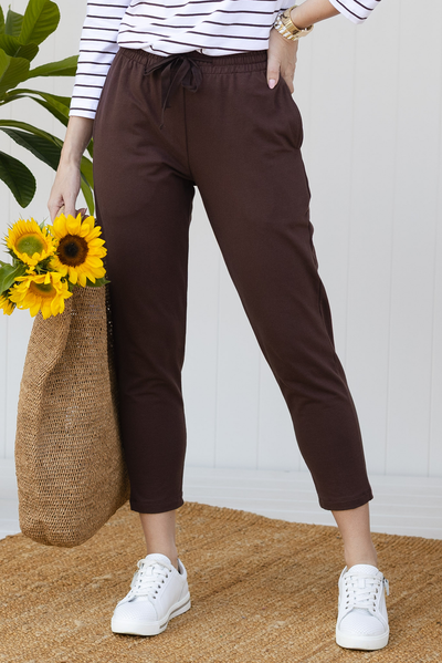 Briar Chocolate Cotton Cropped Sweatpants