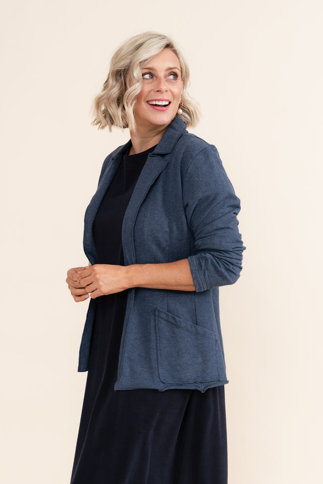 Elissa Navy Cotton Blazer