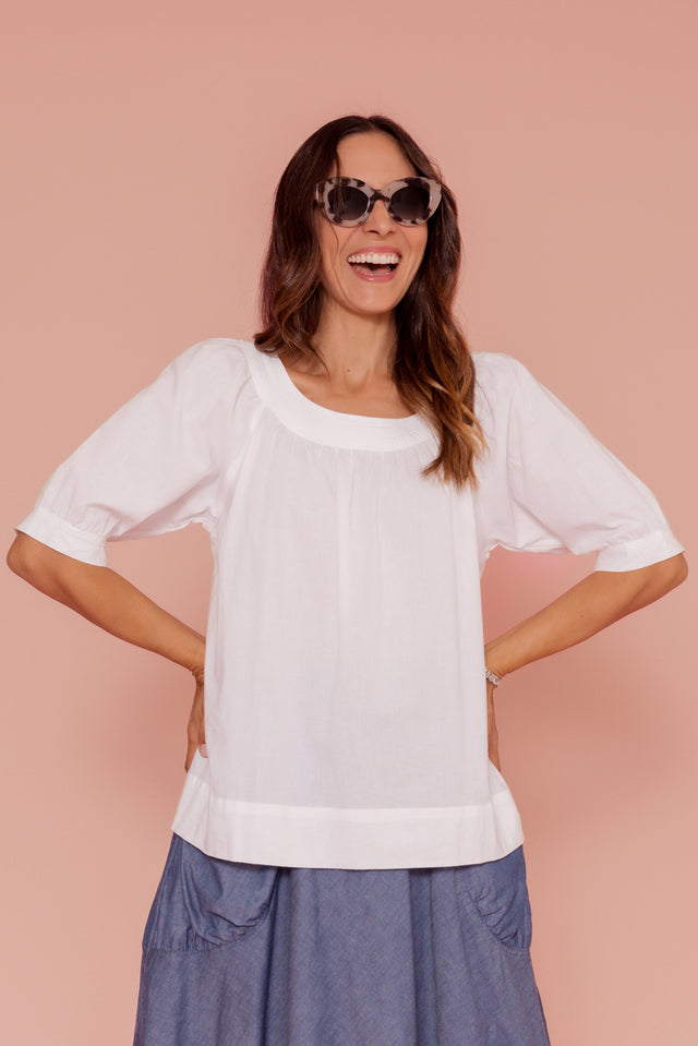 Rhea White Cotton Top