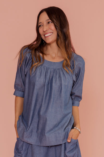 Rhea Steel Cotton Top
