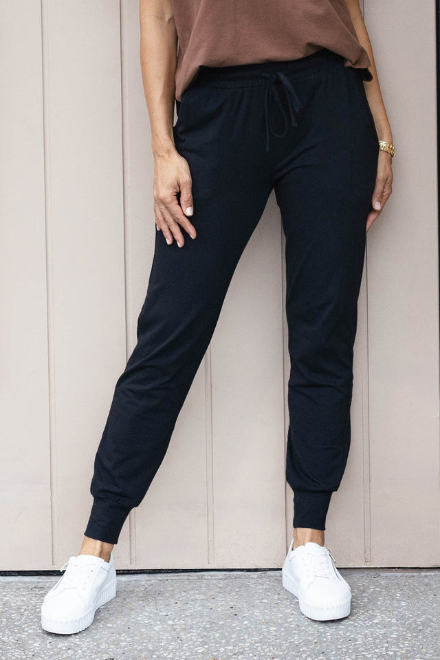 Black Cotton Everyday Tie Sweatpants,Lifestyle