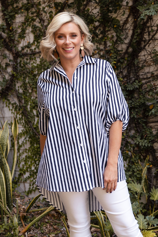 Sadie Navy Stripe Cotton Shirt