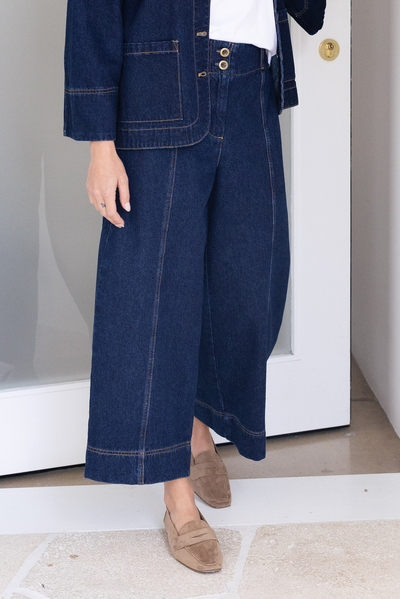 Jocelyn Dark Blue Wide Leg Jeans