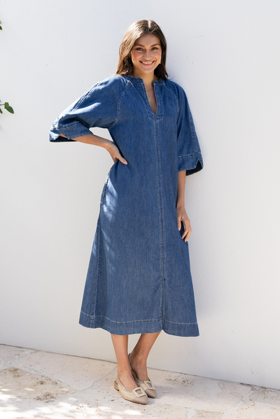 Davina Blue Denim Midi Dress
