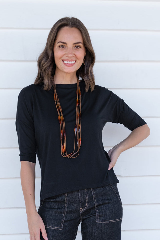 Camila Black Bamboo Top,Lifestyle image 1