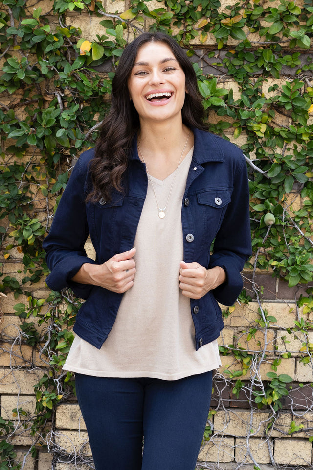 Danielle Navy Stretch Jean Jacket