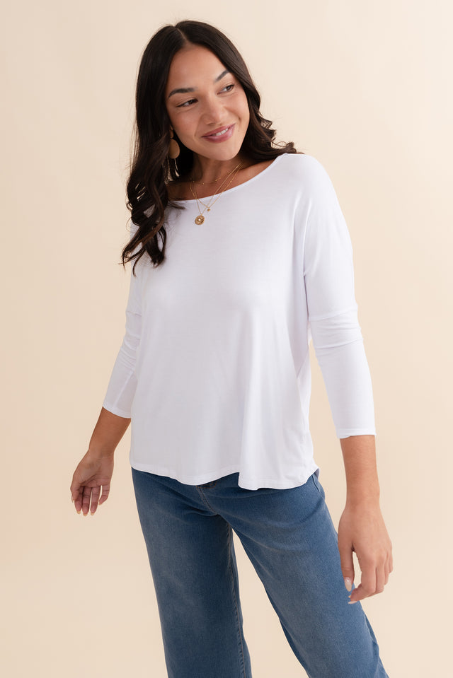 White Milan 3/4 Sleeve Top