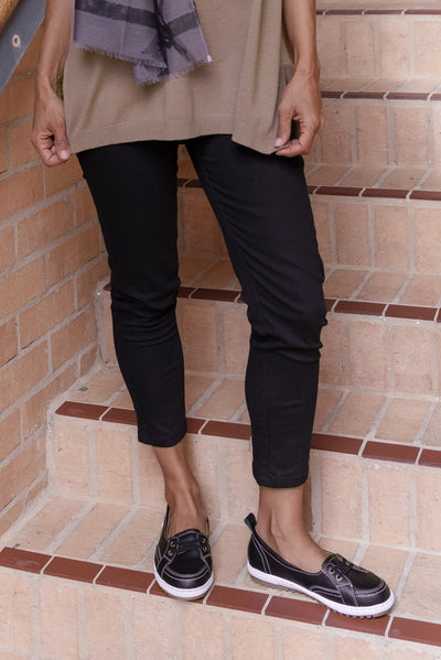 Callie Black Cotton 7/8 Stretch Pants