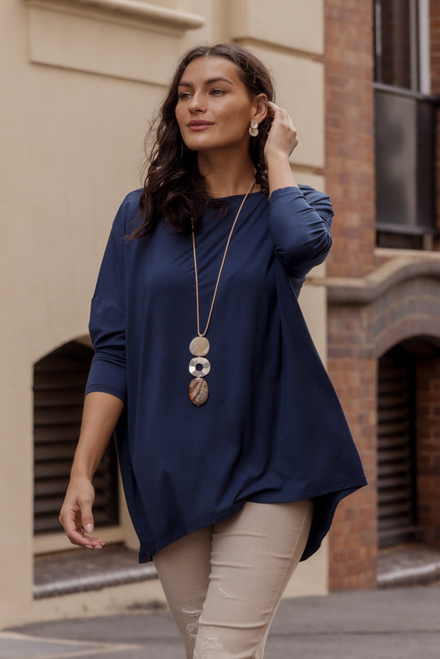 Anakin Navy Hi Lo Bamboo Top,Lifestyle