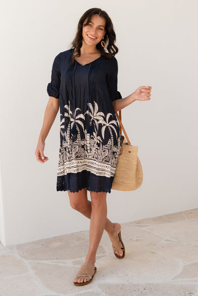 Cayman Pink Botanical Cotton Tunic Dress
