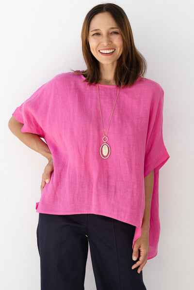 Chaya Hot Pink Linen Top