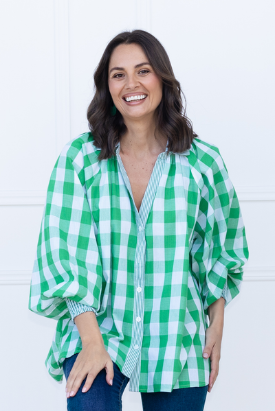 Stephens Green Check Cotton Shirt