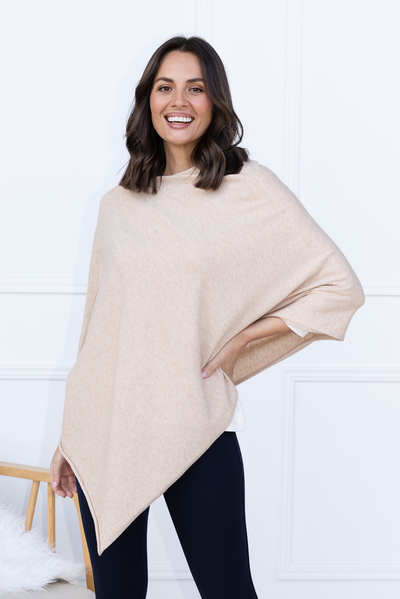 Amy Oat Wool Blend Poncho