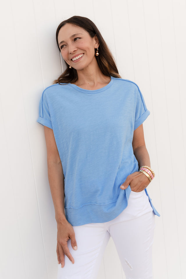 Shirley Blue Cotton Tee image 1