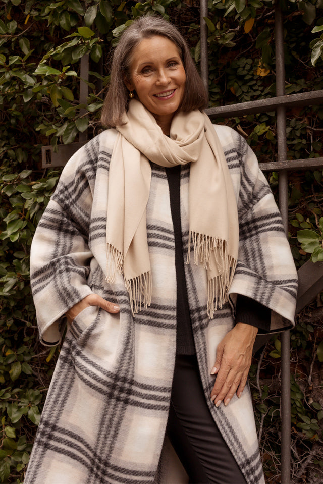 Sway Black Check Tie Coat