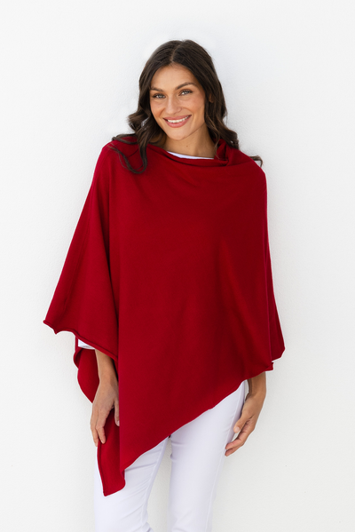 Amy Burgundy Wool Blend Poncho
